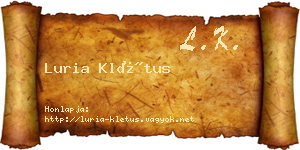 Luria Klétus névjegykártya